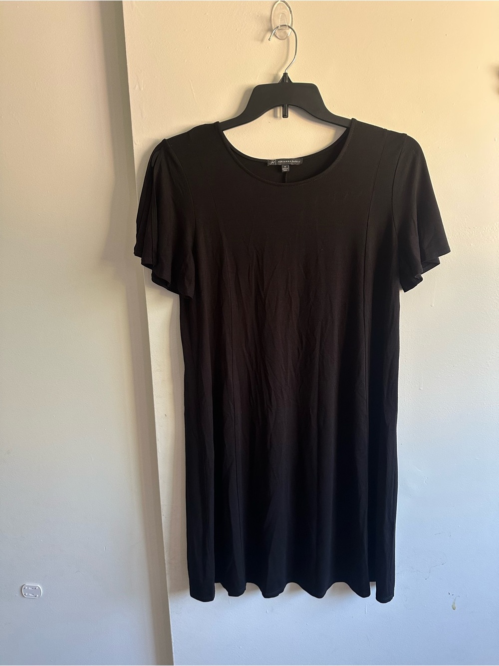 Adrianna Papell Black Short Flutter Sleeve Mini Dress